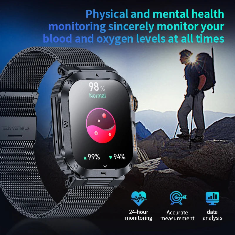 Exercise Modes Smart Watch Rugged And Durable Military Watches Waterproof HD Display Bluetooth Voice SmartWatch For XIAOMI