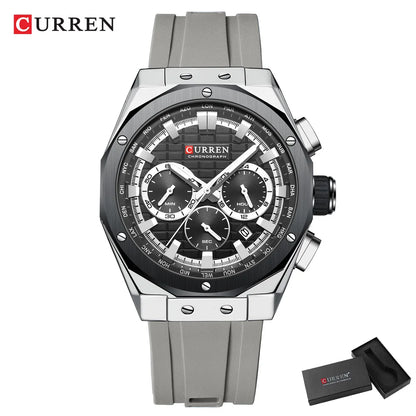 Men’s Casual Sports Quartz Watch – Business Chronograph Wristwatch with Date & Silicone Band