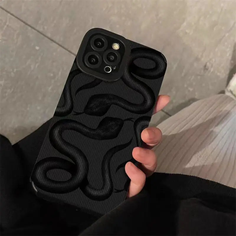 Snake Zebra Art Aesthetic David Joint Case for iPhone 11-16 Pro Max, Mini, Plus, XR, XS Max – Shockproof Silicone Cover