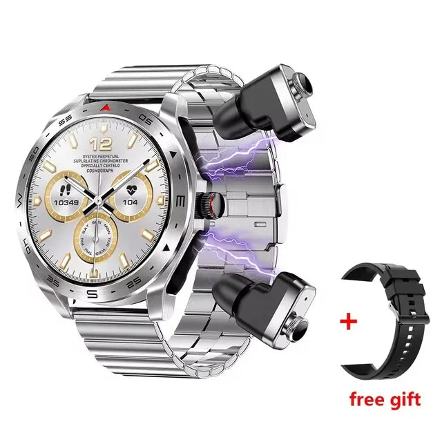 2-in-1 Smart Watch with TWS Bluetooth Earphones – HiFi 9D Sound, Bluetooth Calling, Sports Fitness Tracker for Men & Women