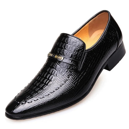 Luxury Crocodile Pattern Leather Shoes for Men – Stylish Business & Wedding Footwear