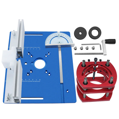 Router Lift Kit – Aluminum Insert Plate with Miter Gauge & Bracket for 65mm Motors