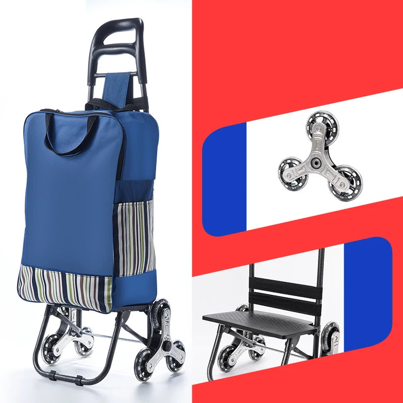 Light Grocery Shopping Trolley Household Climbing Stairs Folding Trailer Outdoor Travel Hand Pull Shopping Cart
