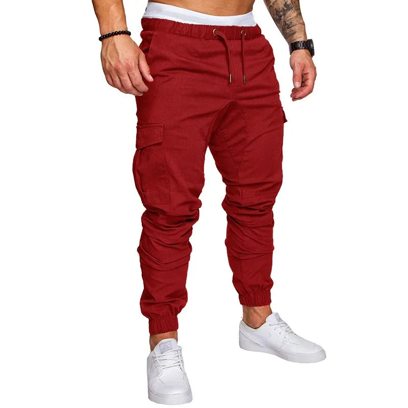 Men's Overalls, Multi-pocket Micro-elastic Sports Casual Fitness Leggings Trousers Joggers Men  Cargo Pants Men