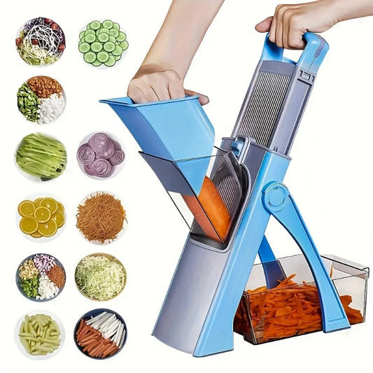 Multifunctional Vegetable Cutter Upgraded Safe Slicer with Adjustable Settings Detachable Stainless Steel Blade Large Capacity