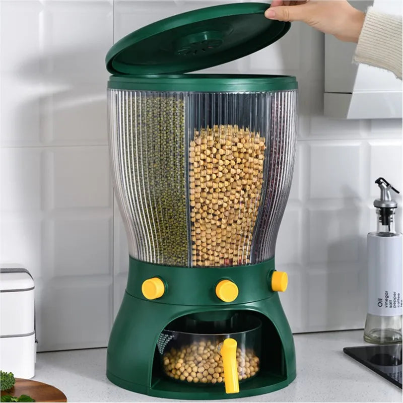 Multifunctional Rotating Food Storage Box With Lid Moisture Insect Proof Grain Organizer Moisture Proof Separat Rice Bucket