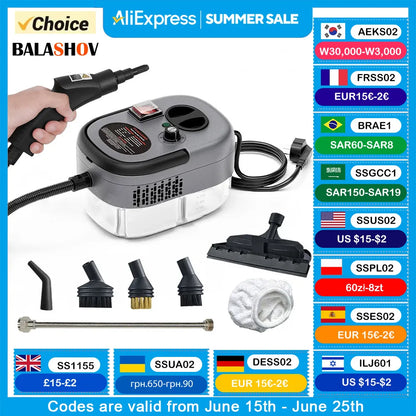 2500W High-Temperature Handheld Steam Cleaner – Multi-Purpose Cleaning for AC, Kitchen Hood, Car, Floors & More