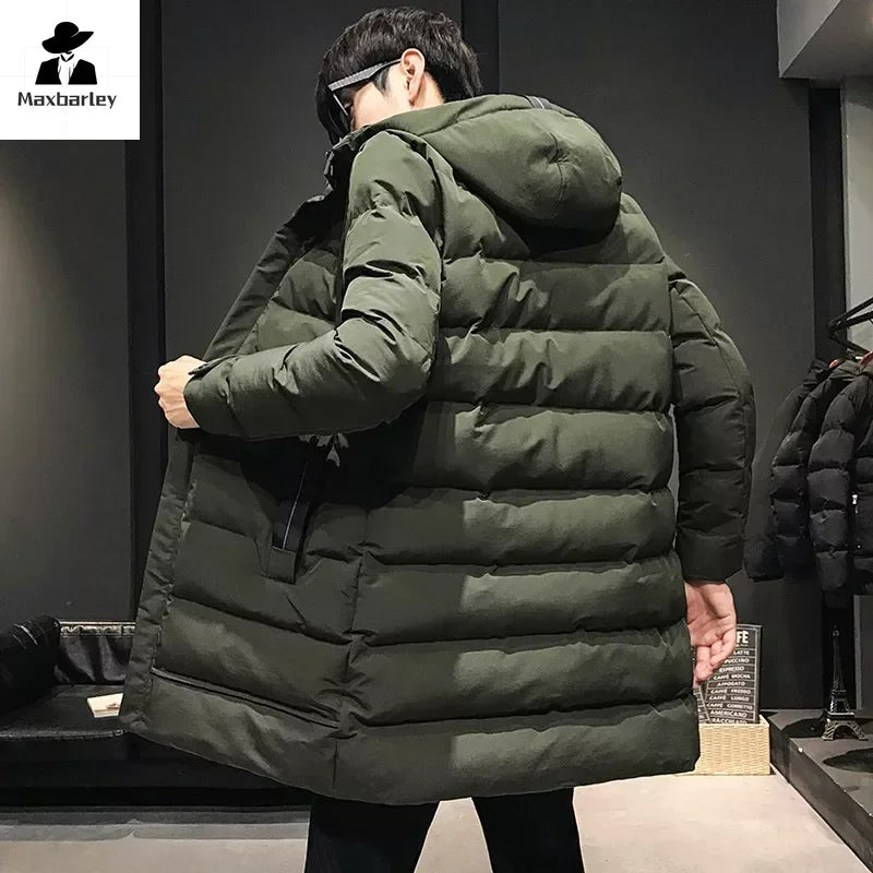 Men Long Down Jackets Winter Coats Chaquetas Hooded Casual Winter Parkas High Quality Male Green Warm Parkas Coats Size 8XL