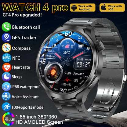 2024 New For HUAWEI Sports Waterproof Smart Bracelet Men Watch 1.85 inch AMOLED Screen GPS NFC Compass Bluetooth Call Smartwatch