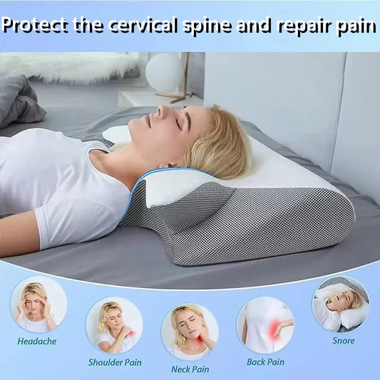 Hot-quality memory foam protection slow rebound pressure reduction butterfly pillow ergonomic horn protection neck pillow