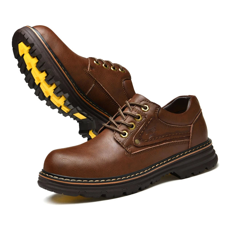 Italian Men's Shoes, Business Casual & British Formal Style, High-Quality Outdoor Waterproof Work Shoes