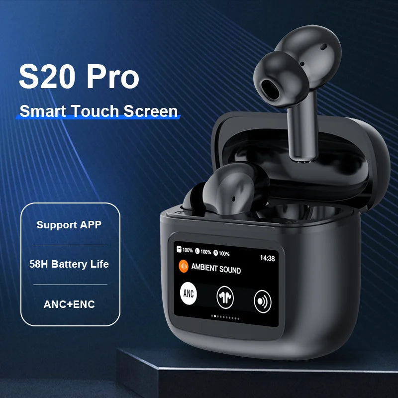 Beatfade S20 PRO Touch Screen ANC Wireless Earbuds – TWS Noise Cancelling with Bluetooth 5.3, App Support, and Long Battery Life