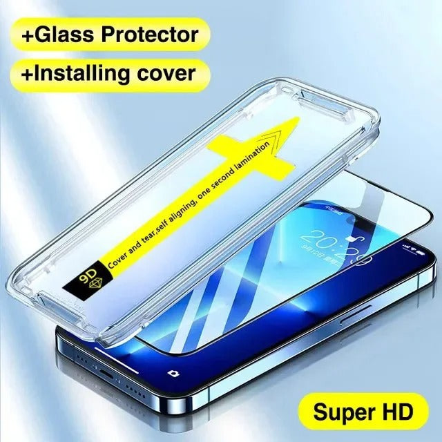 1-2Pc 8K High End Tempered Glass For iPhone, Screen Protector With Alignment Mounting Cover