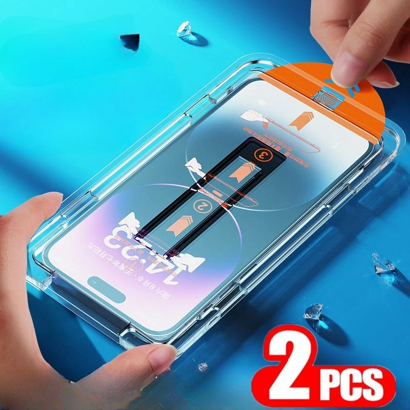 1-2Pc 8K High End Tempered Glass For iPhone, Screen Protector With Alignment Mounting Cover